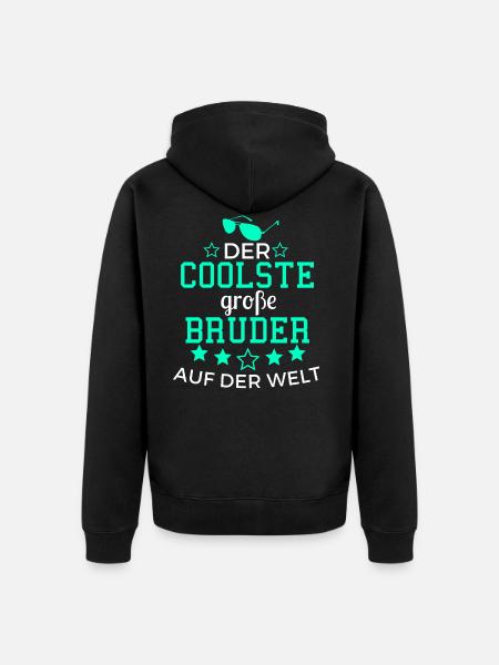 Der Coolste große Bruder auf der Welt - Unisex Premium Bio Zip Hoodie - Schwarz