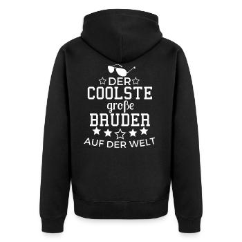 Der Coolste große Bruder auf der Welt - Unisex Premium Bio Zip Hoodie - Schwarz - Hinten - Nico (187cm)
