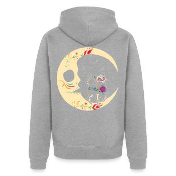 Dia De Los Muertos - Unisex Premium Bio Zip Hoodie - Grau meliert - Hinten - Nico (187cm)