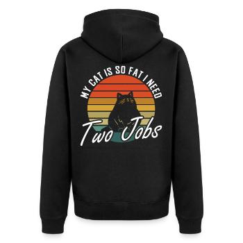 Chonk Cat Meme Funny Thick Cat Cats - Unisex Premium Organic Zip Hoodie - black - Back - Nico (187cm)