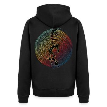 Kokopelli Musician Acrobats - Mandala 1 - Veste à capuche bio Premium Unisexe - noir - Dos - Nico (187cm)