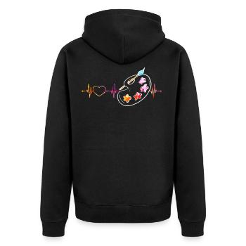 Malen Palette Pinsel Künstler Maler Geschenk - Unisex Premium Bio Zip Hoodie - Schwarz - Hinten - Nico (187cm)
