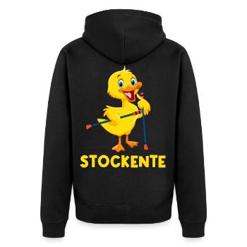 Stockente Ausdauer Sport Ente Geschenk - Unisex Premium Bio Zip Hoodie - Schwarz - Hinten - Nico (187cm)