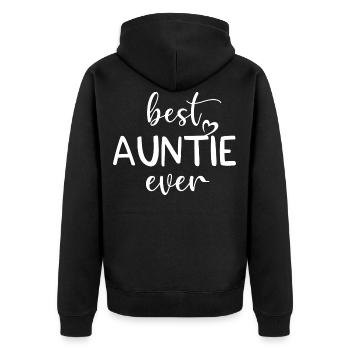 best Auntie ever - Unisex Premium Bio Zip Hoodie - Schwarz - Hinten - Nico (187cm)