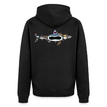 Hai, Haie, Haiarten als Hai - Unisex Premium Bio Zip Hoodie - Schwarz - Hinten - Nico (187cm)