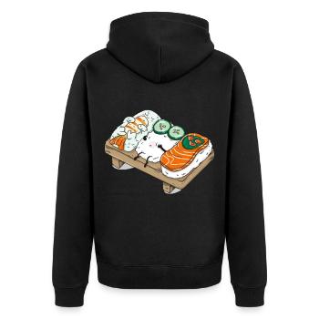 Sushi Japanese Kawaii Anime Drawing Gift - Unisex Premium Organic Zip Hoodie - black - Back - Nico (187cm)