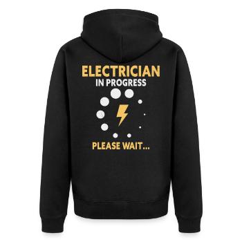 Elektriker Lehrling Geselle Elektroinstallateur - Unisex Premium Bio Zip Hoodie - Schwarz - Hinten - Nico (187cm)