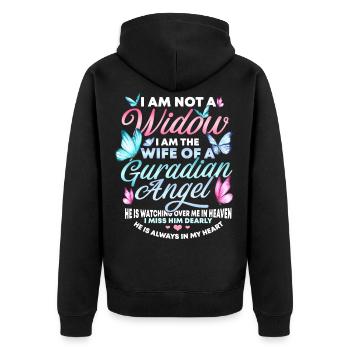 Witwe Eines Schönen Mannes, Trauer, - Unisex Premium Bio Zip Hoodie - Schwarz - Hinten - Nico (187cm)