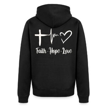 Bible verse, Christian God, Prayer Psalm - Unisex Premium Organic Zip Hoodie - black - Back - Nico (187cm)