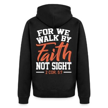 Bible verse, Christian God, Prayer Psalm - Unisex Premium Organic Zip Hoodie - black - Back - Nico (187cm)