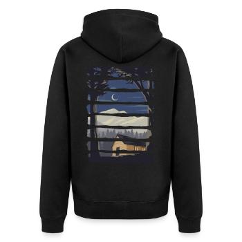 Cabin Life Mountain Camping Vacation Nature - Unisex Premium Organic Zip Hoodie - black - Back - Nico (187cm)