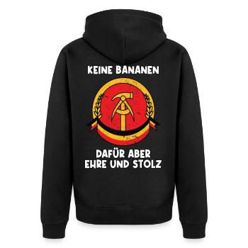 Ostdeutschland Sprüche DDR Kult Geschenkidee - Unisex Premium Bio Zip Hoodie - Schwarz - Hinten - Nico (187cm)