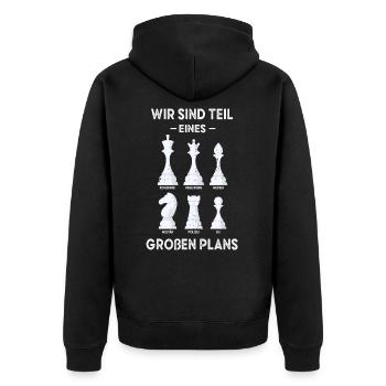 Schach Verschwörung Verschwörungstheoretiker - Unisex Premium Bio Zip Hoodie - Schwarz - Hinten - Nico (187cm)