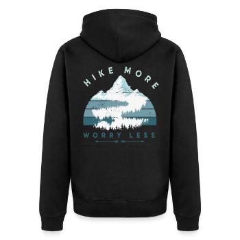 Wandern Wander Wanderer Klettern Bergsteiger - Unisex Premium Bio Zip Hoodie - Schwarz - Hinten - Nico (187cm)