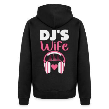 DJ's Wife Disc Jockey Girlfriend Music Headphones - Unisex Premium Organic Zip Hoodie - black - Back - Nico (187cm)