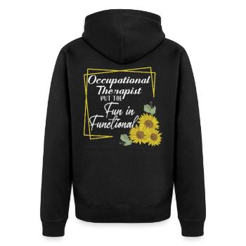 Ergotherapeutin Ergo Ergotherapeut Therapeut - Unisex Premium Bio Zip Hoodie - Schwarz - Hinten - Nico (187cm)