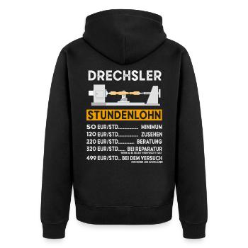 Drechsler Drechseln Drechselbank Drechsel - Unisex Premium Bio Zip Hoodie - Schwarz - Hinten - Nico (187cm)