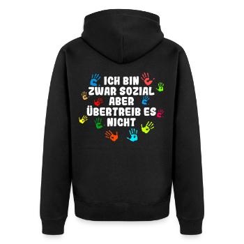 Sozialassistent Sozialassistentin Spruch Geschenk - Unisex Premium Bio Zip Hoodie - Schwarz - Hinten - Nico (187cm)