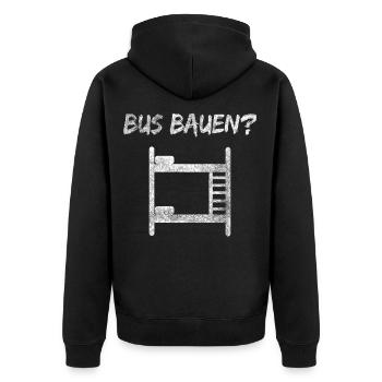 Festival Sarkasmus Bus bauen Geschenk - Unisex Premium Bio Zip Hoodie - Schwarz - Hinten - Nico (187cm)