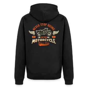 Biker - vintage Motorcycle - Unisex Premium Organic Zip Hoodie - black - Back - Nico (187cm)