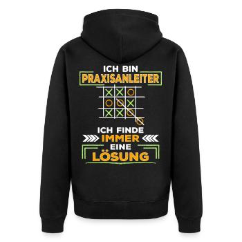 Praxisanleiter lustiger Spruch - Unisex Premium Bio Zip Hoodie - Schwarz - Hinten - Nico (187cm)