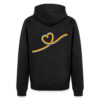 L’amour, c’est l’amour ! Déclaration Gay Pride LGBTQI+ - Veste à capuche bio Premium Unisexe - noir - Dos - Nico (187cm)