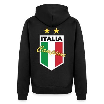 Italien Campione Fußball Trikot Geschenk - Unisex Premium Bio Zip Hoodie - Schwarz - Hinten - Nico (187cm)