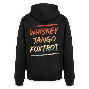Radio WTF Whiskey Tango Foxtrot Amateur Radio Operator - Unisex Premium Organic Zip Hoodie - black - Back - Nico (187cm)