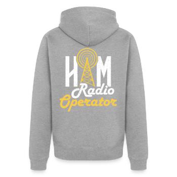 Antenne HAM Radio Operator Amateurfunker - Unisex Premium Bio Zip Hoodie - Grau meliert - Hinten - Nico (187cm)