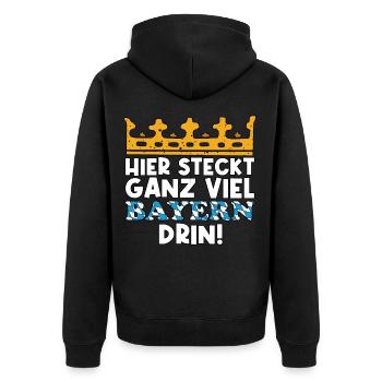 Bayern dahoam bayrisch Flagge Geschenkidee - Unisex Premium Bio Zip Hoodie - Schwarz - Hinten - Nico (187cm)