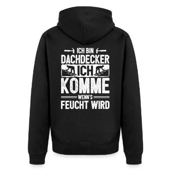 Dachdecker Handwerker Dachdeckermeister Baustelle - Unisex Premium Bio Zip Hoodie - Schwarz - Hinten - Nico (187cm)