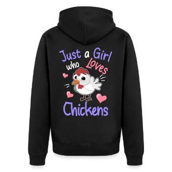 Juste une fille qui aime les chickens - Veste à capuche bio Premium Unisexe - noir - Dos - Nico (187cm)