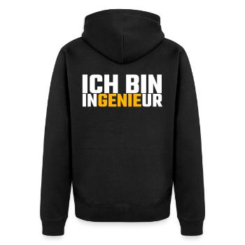 Ingenieur - Unisex Premium Bio Zip Hoodie - Schwarz - Hinten - Nico (187cm)