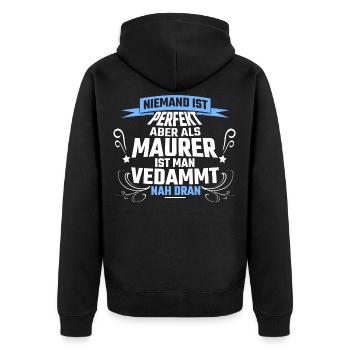 maurer - Unisex Premium Bio Zip Hoodie - Schwarz - Hinten - Nico (187cm)