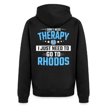 Rhodos Holiday Rhodes Urlaub - Unisex Premium Bio Zip Hoodie - Schwarz - Hinten - Nico (187cm)