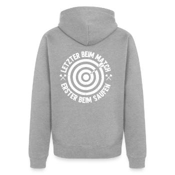 Chuchoteur de fléchettes - Veste à capuche bio Premium Unisexe - gris chiné - Dos - Nico (187cm)