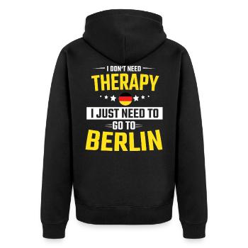 Berlin Berliner Spruch - Unisex Premium Bio Zip Hoodie - Schwarz - Hinten - Nico (187cm)