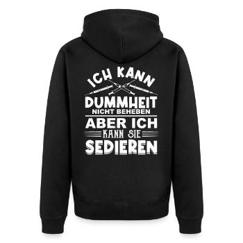 Ich kann Dummheit nicht Beheben Anästhesisten - Unisex Premium Bio Zip Hoodie - Schwarz - Hinten - Nico (187cm)