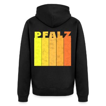 Pfalz Eifel Pfälzer vintage Geschenk - Unisex Premium Bio Zip Hoodie - Schwarz - Hinten - Nico (187cm)