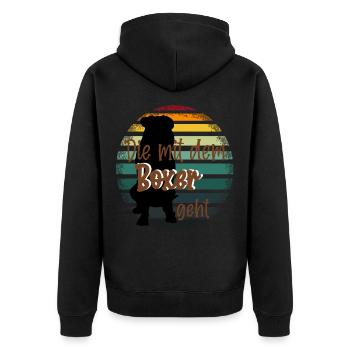 Canins : Qui marche avec le boxeur - Vintage - Veste à capuche bio Premium Unisexe - noir - Dos - Nico (187cm)
