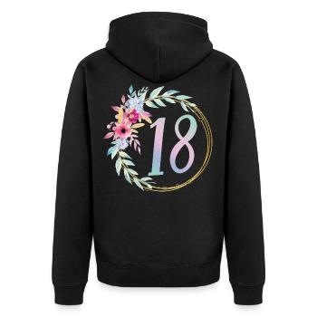 18 Geburtstag 18 Jahre 18er Geburtstag Geschenk - Unisex Premium Bio Zip Hoodie - Schwarz - Hinten - Nico (187cm)