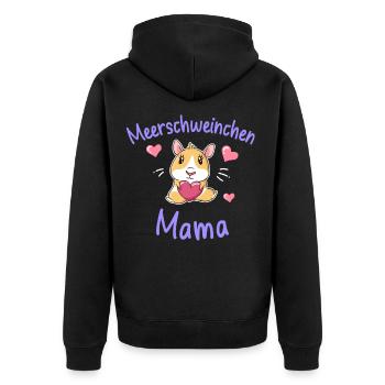 Meerschweinchen Mama - Unisex Premium Bio Zip Hoodie - Schwarz - Hinten - Nico (187cm)
