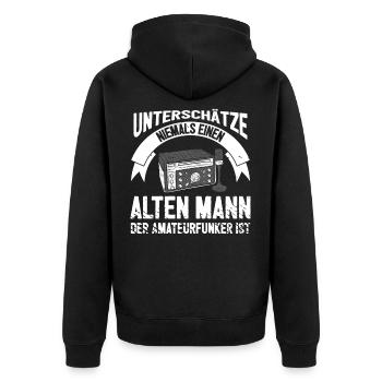 Amateurfunk Funk CD Ham Radio Operator CB Funker - Unisex Premium Bio Zip Hoodie - Schwarz - Hinten - Nico (187cm)