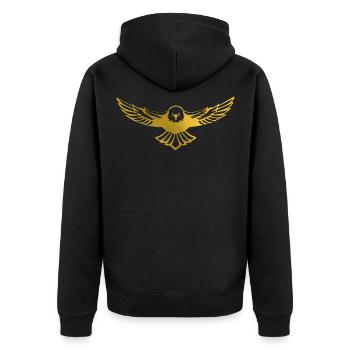 Eagle in gold - Unisex Premium Organic Zip Hoodie - black - Back - Nico (187cm)