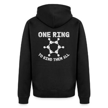 Chemie Benzolring Molekül Bindung - Unisex Premium Bio Zip Hoodie - Schwarz - Hinten - Nico (187cm)