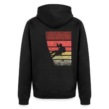 Klettern Retro Silhouette - Unisex Premium Bio Zip Hoodie - Schwarz - Hinten - Nico (187cm)