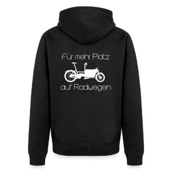 Lastenfahrrad - Für mehr Platz auf Radwegen - Unisex Premium Bio Zip Hoodie - Schwarz - Hinten - Nico (187cm)