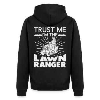 Rasenpfleger Rasentraktor Rasenmäher Balkenmäher - Unisex Premium Bio Zip Hoodie - Schwarz - Hinten - Nico (187cm)