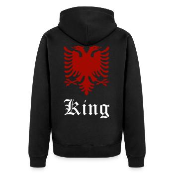 Albania Man Eagle Logo Gift - Unisex Premium Organic Zip Hoodie - black - Back - Nico (187cm)
