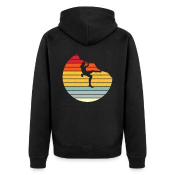 Klettern Vintage Retro - Unisex Premium Bio Zip Hoodie - Schwarz - Hinten - Nico (187cm)